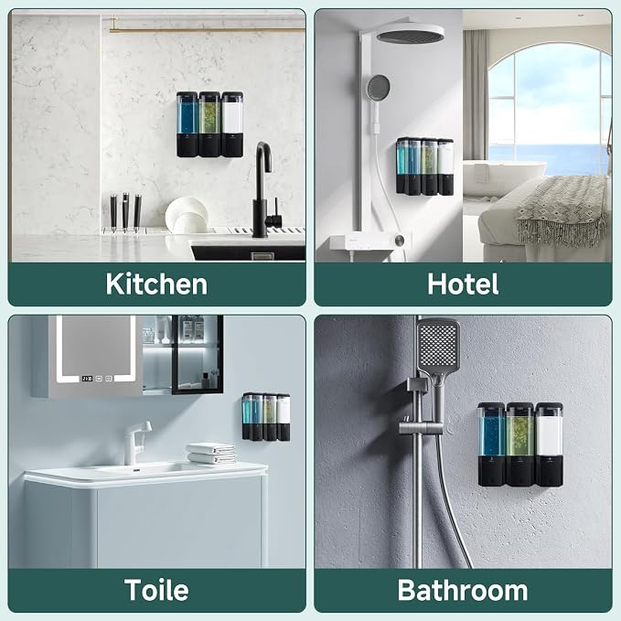 Shampoo and Conditioner Dispenser Wall Mounted No Drill, Shower Soap Dispenser - Image 7