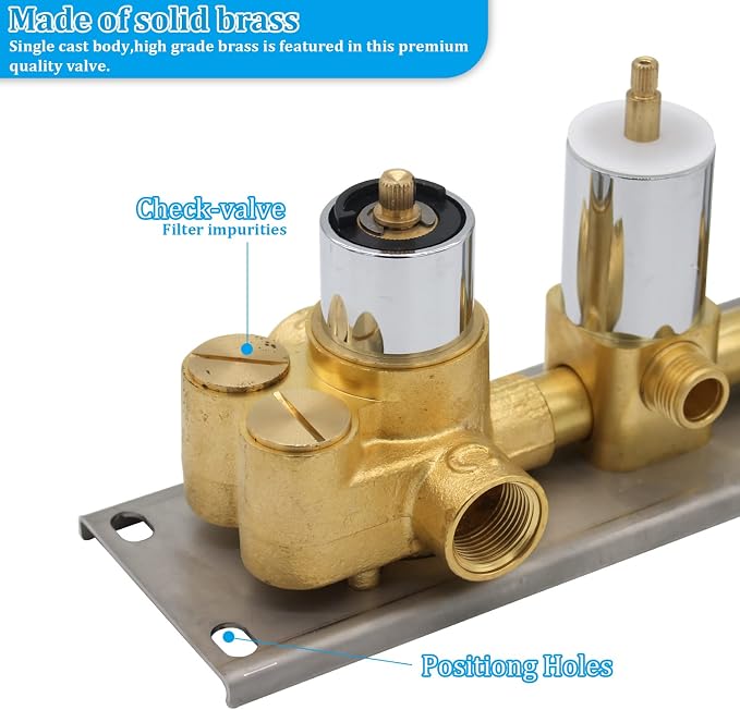 HOMEDEC 4-Way Shower Diverter Valve Can Run Together, Concealed Thermostat 5 - Image 3