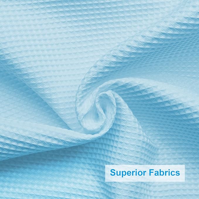 AmazerBath Baby Blue Shower Curtain Fabric, Waffle Shower Curtain Polyester - Image 4