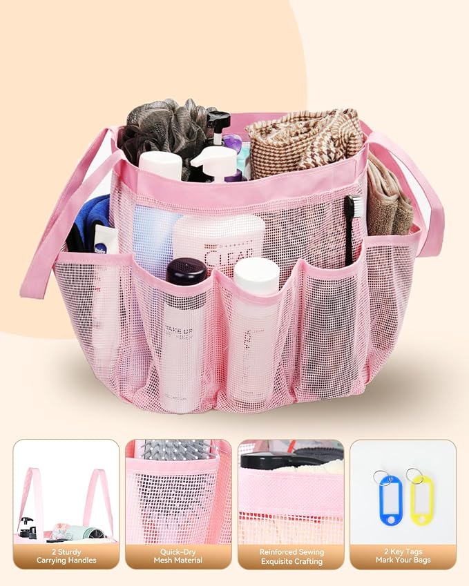 Temede Mesh Shower Caddy Tote, Large Shower Caddy Basket Portable, Quick Dry - Image 4