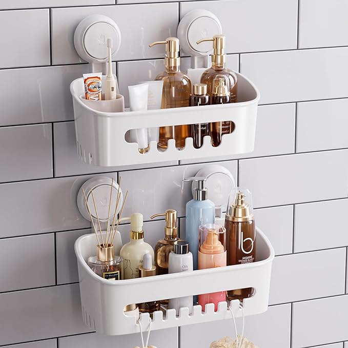 TAILI Shower Caddy Suction Cup 2 Pack, Heavy Duty Bathroom Organizer, Removable by TAILI