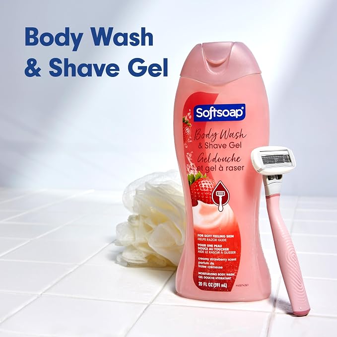 Softsoap Moisturizing Body Wash and Shave Gel, Creamy Strawberry Scent - Image 2