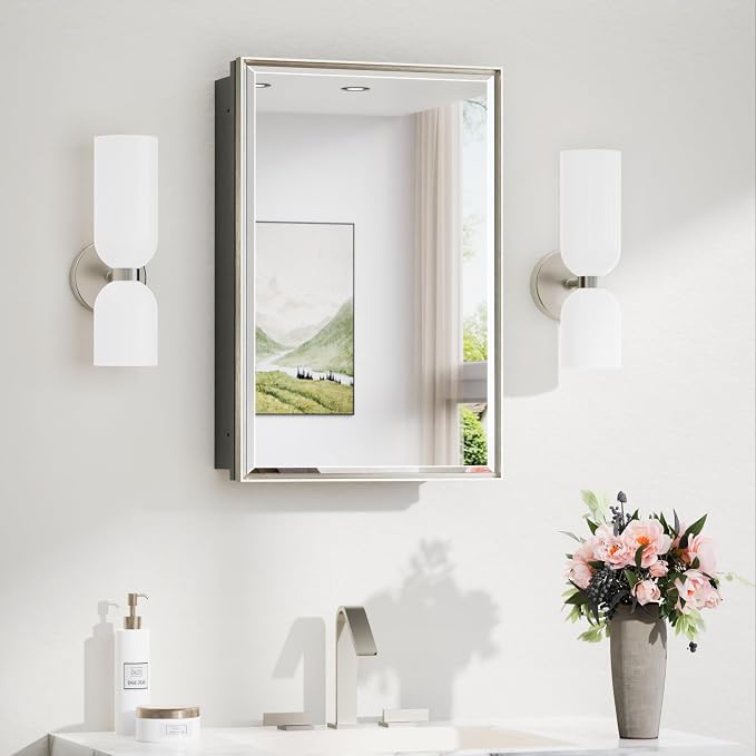 TokeShimi 16x24 Beveled Mirrored Medicine Cabinet Wall Mounted or Recessed by RefinedBathroomAccessories