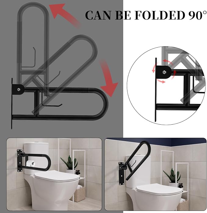 Toilet Grab Bar 22.4 Inch, YuanDe Flip Up Grab Bar - Image 5