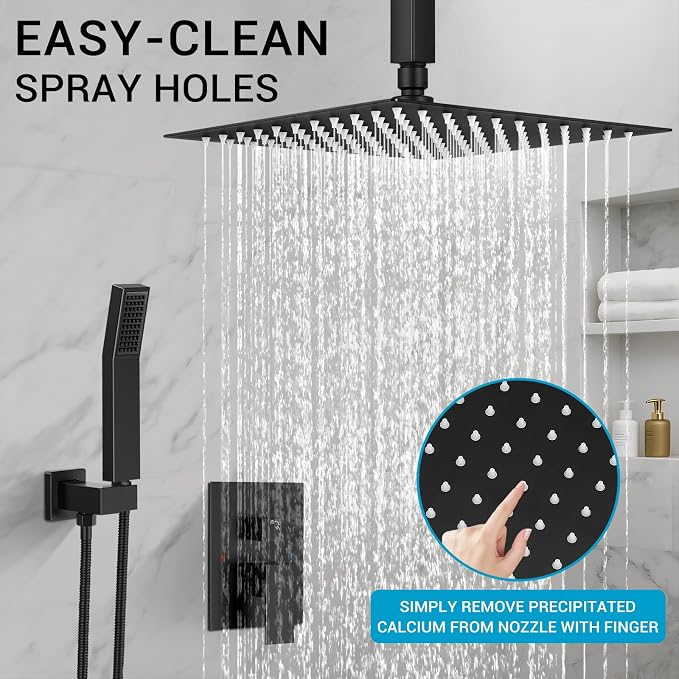 Ceiling Mount Shower Faucet Set Square Showerhead Bathroom Rainfall Shower - Image 4