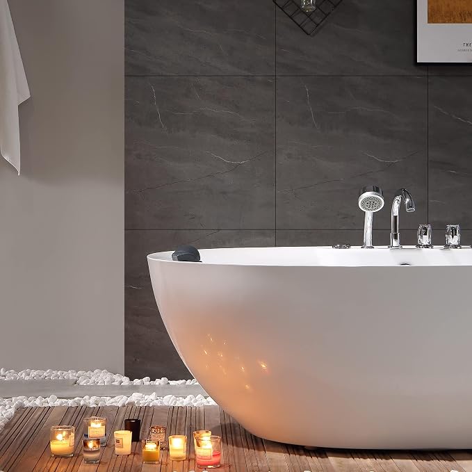 Empava 67 Inch Freestanding Whirlpool Tub -Hydromassage Gracefully Oval Shaped - Image 2