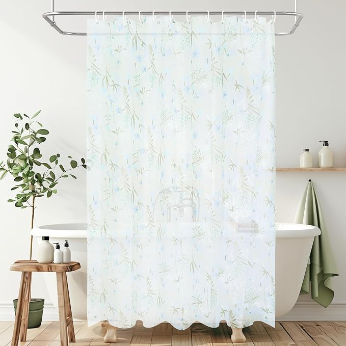 PEVA Shower Curtain, 72 x 72 Water Repellent Premium Bathroom Shower Curtain by DecorateYourLife
