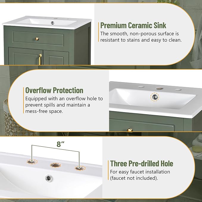 Harper & Bright Designs 24" Bathroom Vanity - Image 7