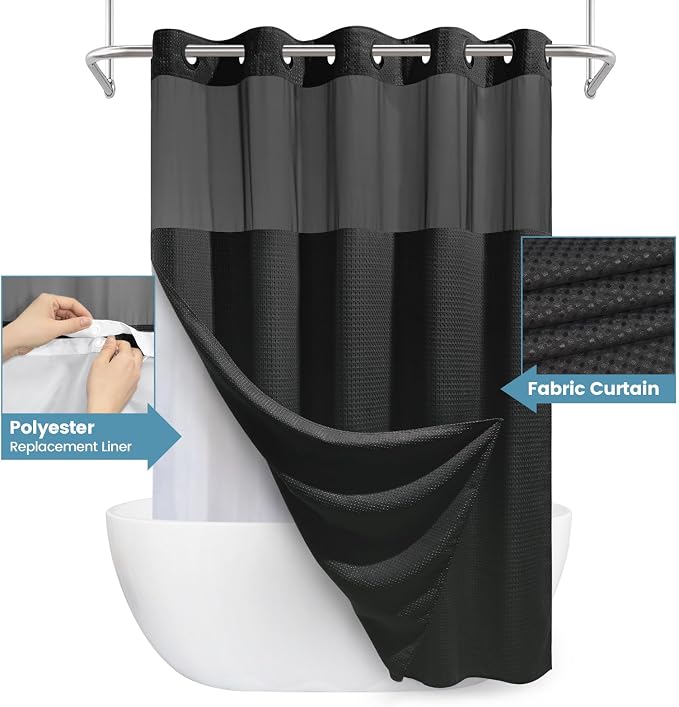Long No Hook Shower Curtain - Image 4