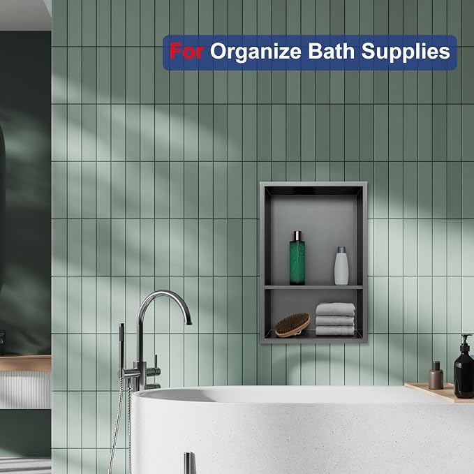 Shower Niche, 12 * 18 Stainless Steel Elegant Bathroom Niche, No Tile Needed - Image 3