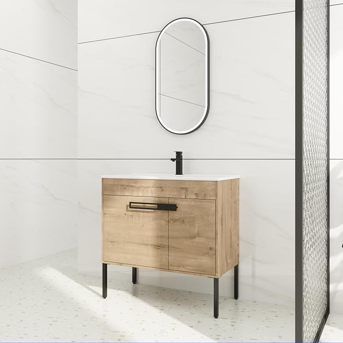 36 inch Bathroom Vanity with Sink, Single Sink Modern Mid Century Bathroom - Image 2