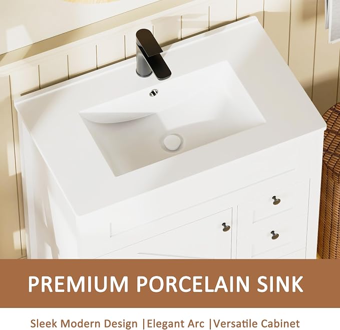 30 inch Bathroom Vanity with Sink, Freestanding Vanity - Image 4