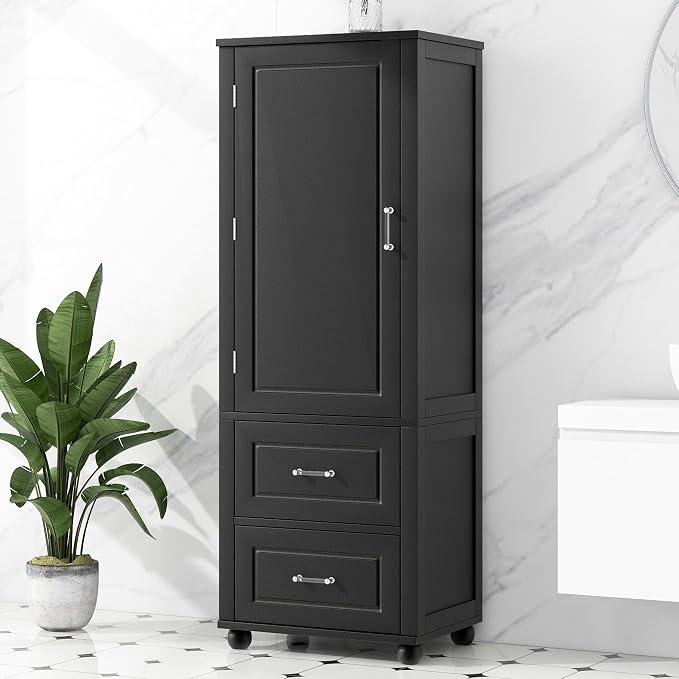 Tall Narrow Storage Cabinet, Wood Storage Cabinet - Image 3