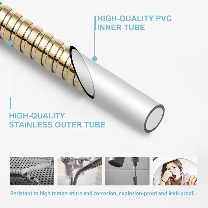 OFFO Shower Hose, 80 in Kink Free Stainless Steel Shower Hose Attachment - Image 5