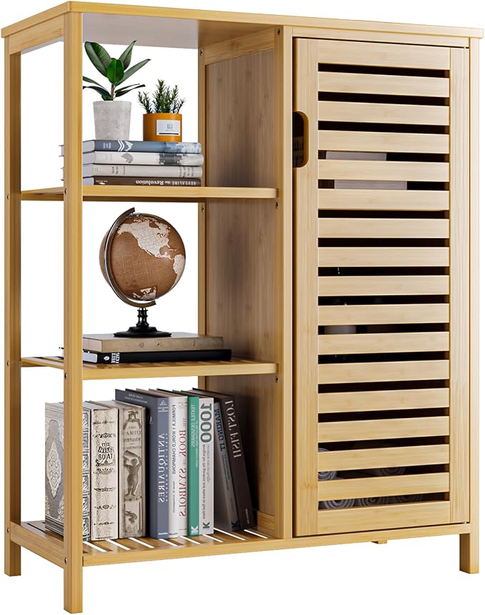 HITNET Bathroom Floor Cabinet, Bamboo Storage Cabinet by HITNET