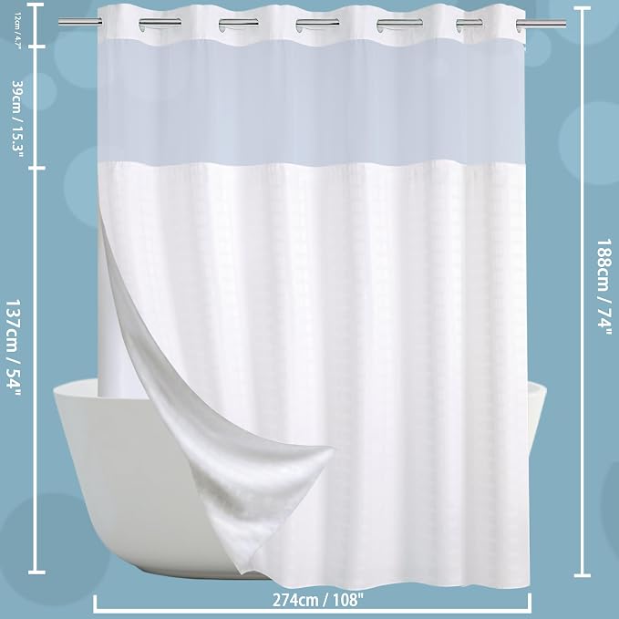 Conbo Mio Extra Wide No Hook Shower Curtain - Image 7