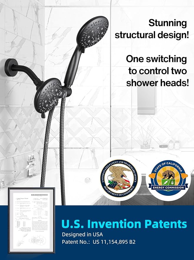 Cobbe Dual Handheld Shower Head Combo, Powerful Water-Saving Shower System 2 in - Image 2