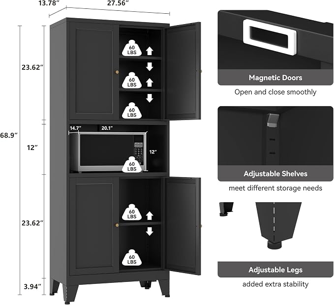 69''Metal Pantry Storage Cabinet - Image 3