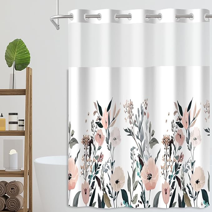 No Hook Shower Curtain Set by Mightree