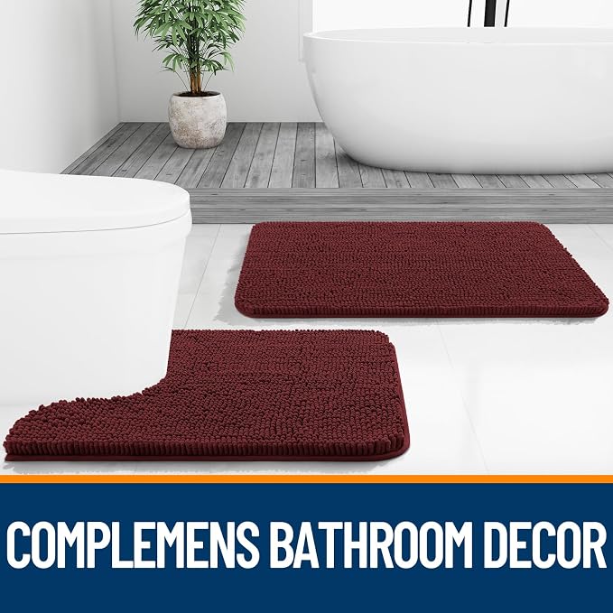 OLANLY Bathroom Rugs 36x24, Extra Soft Absorbent Chenille Bath Rugs, Rubber - Image 7