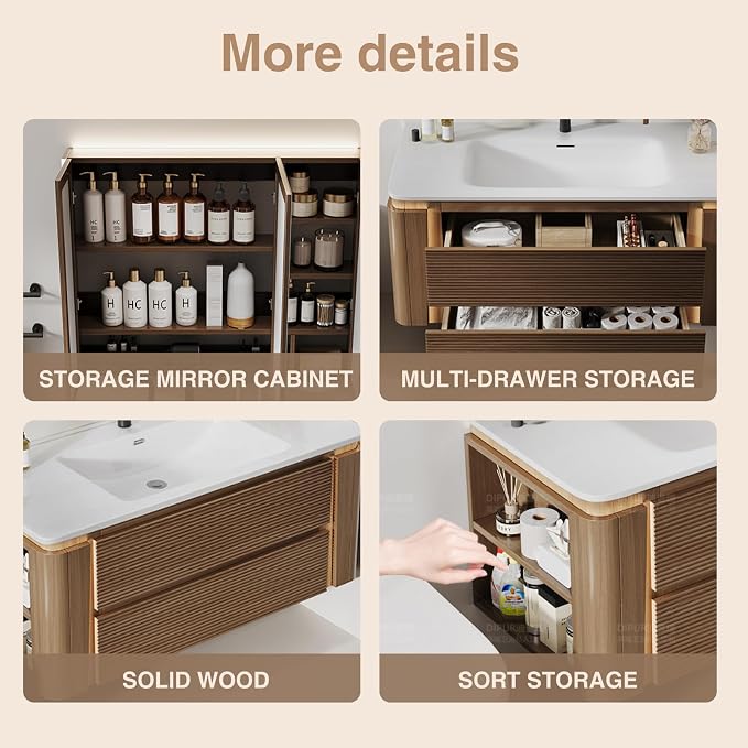 Floating Vanity for Small Bathroom, Bath Vanity Set - Image 7