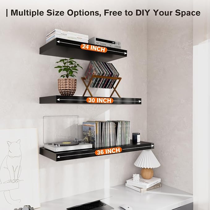 Floating Shelf, 24 in W x 12.75 in D x 2 in H Wooden Floating Wall Shelf - Image 6