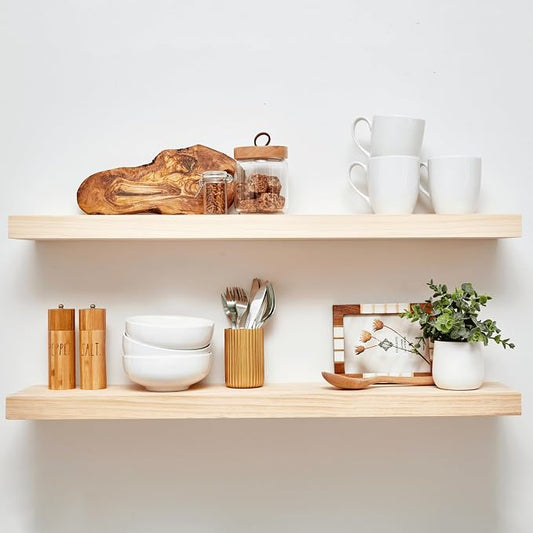 Homeforia 36 inch Natural Floating Shelf, High End Solid Real Wood 36inch Small by Homeforia