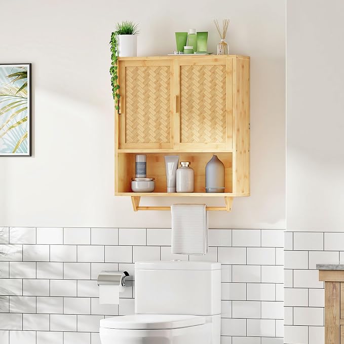 HOOBRO Bathroom Cabinet Wall Mounted, Bamboo Medicine Cabinet - Image 7