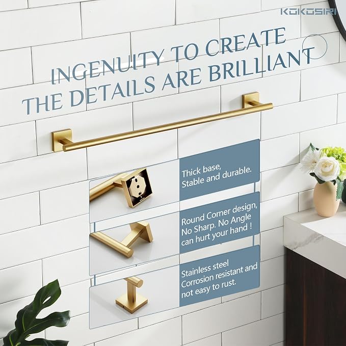 KOKOSIRI Bathroom Towel Bar Bath Towel Holders - Image 7
