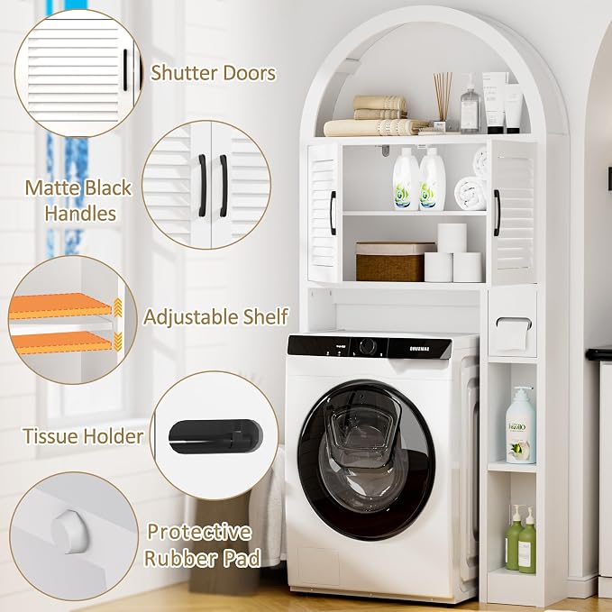 Spurgehom Over The Toilet Storage Cabinet, Bathroom Shelf Organizer Freestanding - Image 6