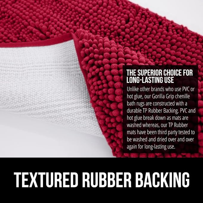 GORILLA GRIP Bath Rug Mat 30x20, Thick Soft Absorbent Chenille, Quick Dry - Image 6