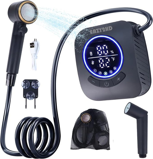 Eazy2hD Portable Camping Shower 8000mAh Rechargeable Outdoor Shower Pump by EAZY2HD