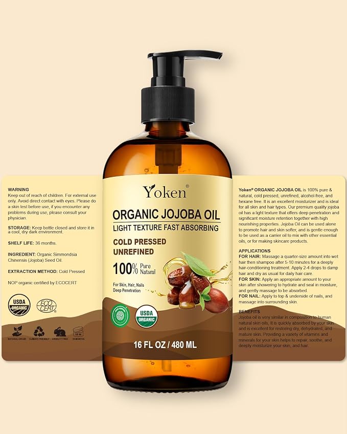 Organic Jojoba Oil Glass Bottle 16 fl oz, USDA Certified 100 Pure & Natural - Image 7
