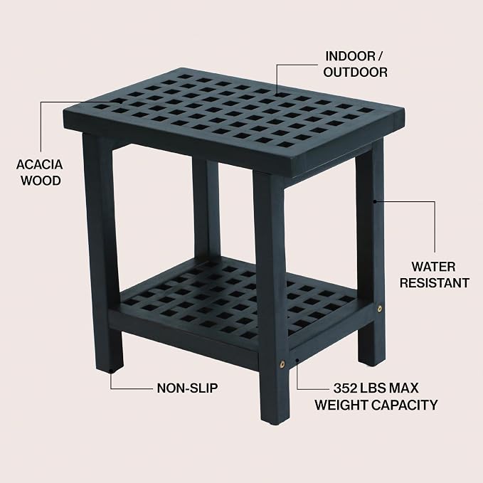 JONATHAN Y STL1003B Armin 18.1" Modern Classic Grid Slat Solid Acacia Wood - Image 4