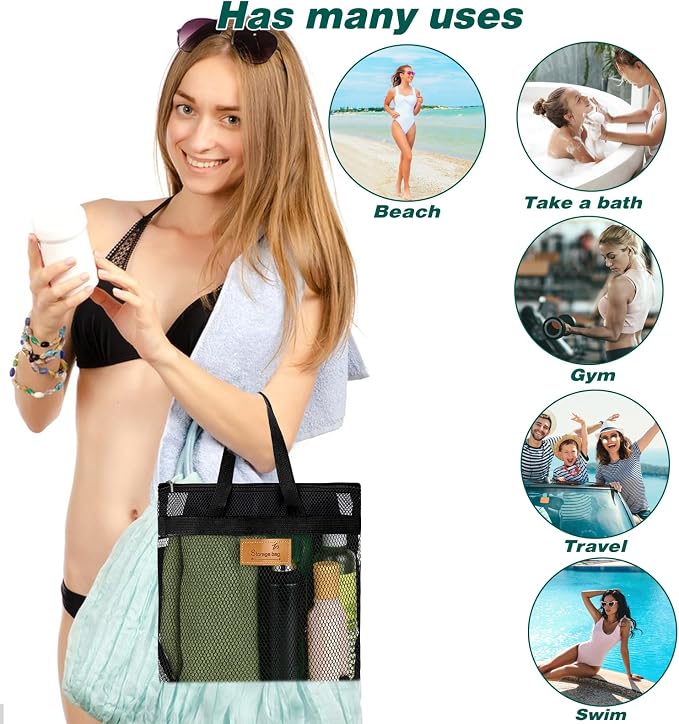 KALIONE Mesh Shower Caddy Bag, Portable Gym Shower Bag, Quick Dry Hanging - Image 7