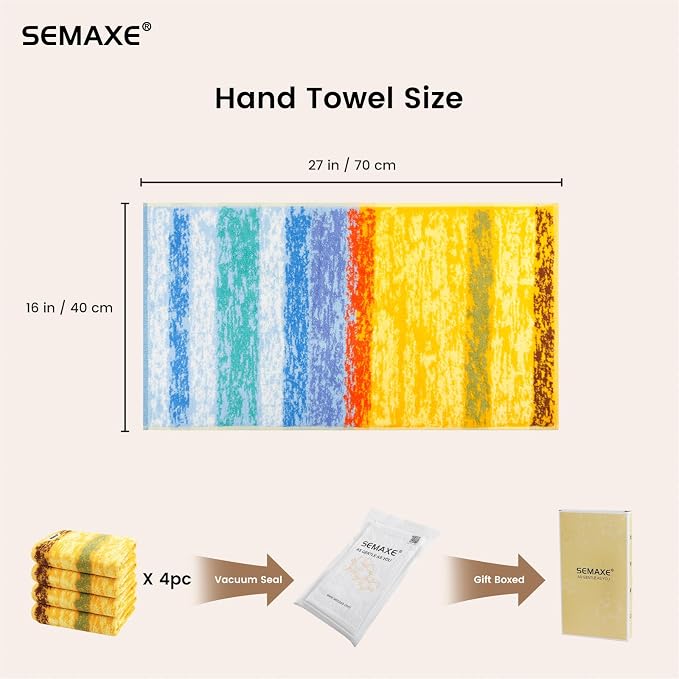 SEMAXE Hand Towels for Bathroom, 100% Cotton Towels - Image 2