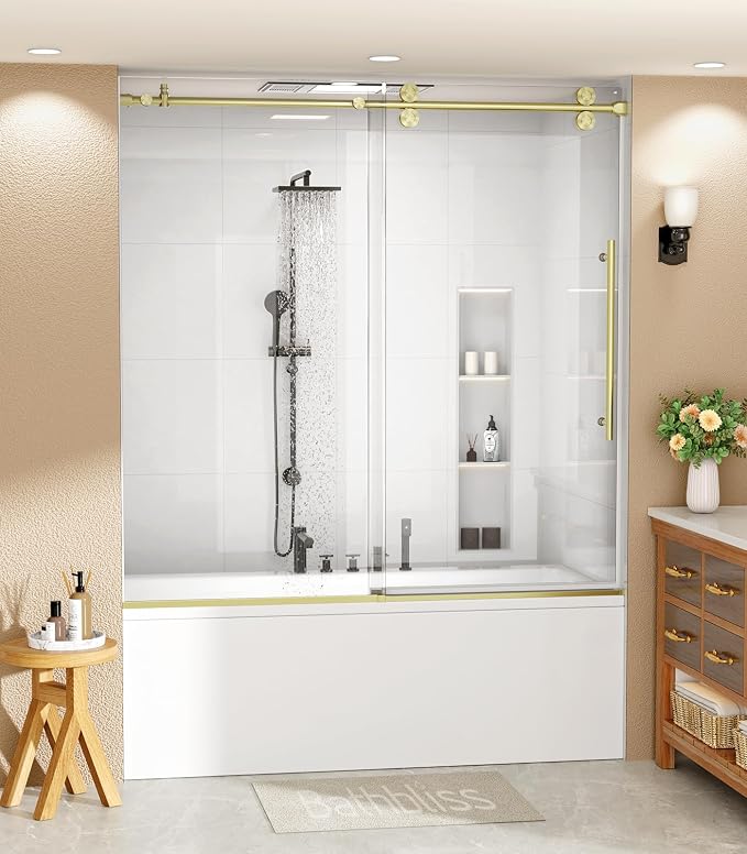 Bathbliss Glass Shower Door 56"-60" Wx60 H, Frameless Sliding Glass Door by Unknown