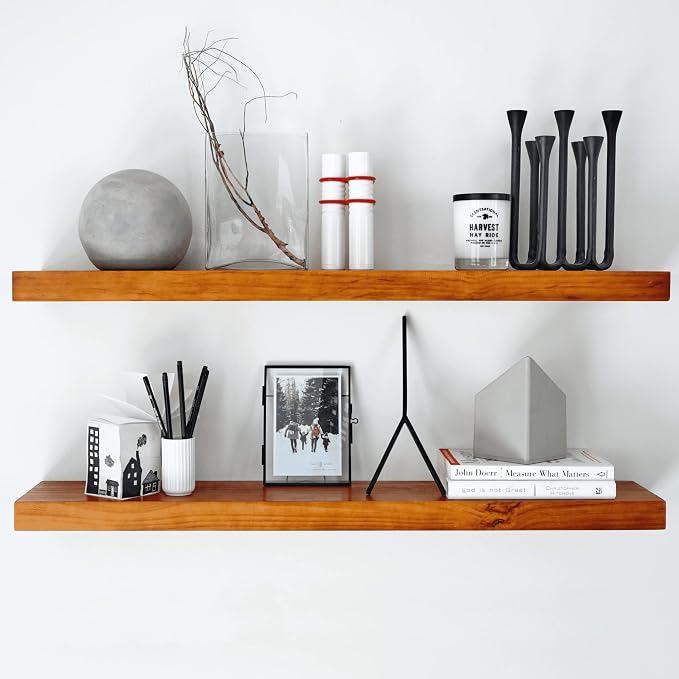 Homeforia Oak Floating Shelves 36 inches Long, High End Solid Real Wood 36 inch by Homeforia