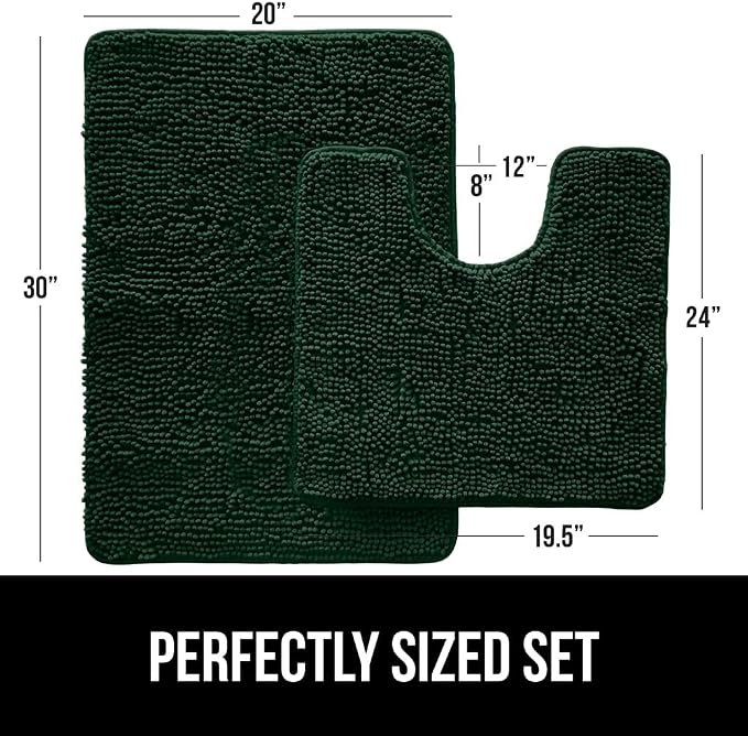 GORILLA GRIP Bathroom Rug Sets, Soft Chenille 2 Piece Area Rugs Set, Toilet - Image 2