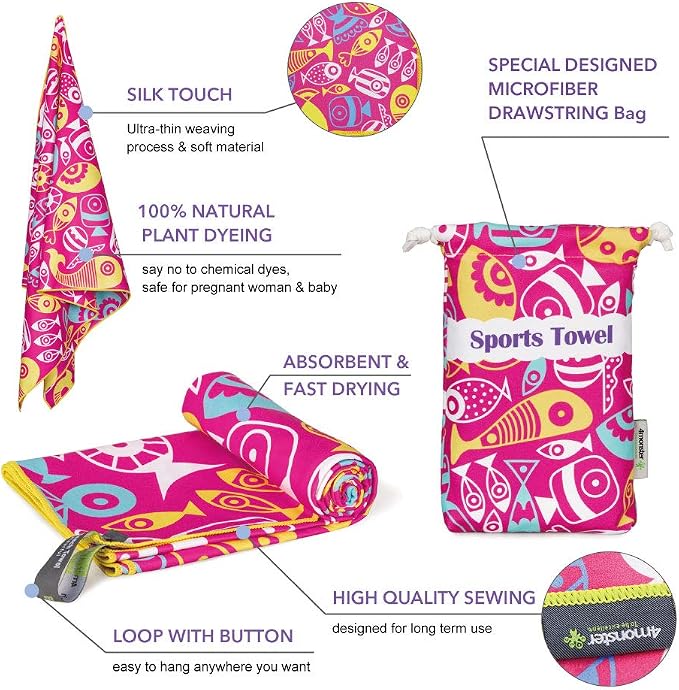 4Monster Microfiber Beach Towel Quick Dry, Super Absorbent Lightweight Travel - Image 3