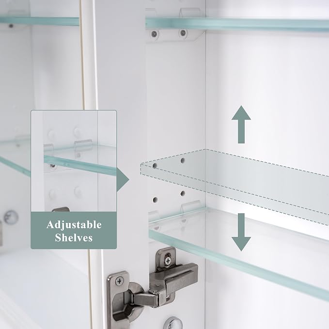 WELLFOR 40"x 32" Bathroom Medicine Cabinet - Image 7