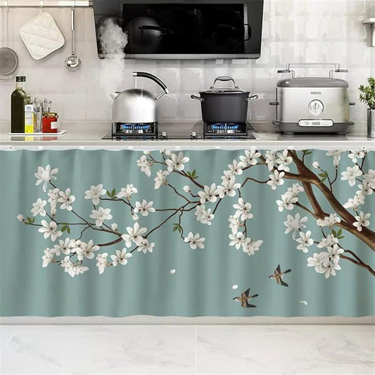 SK Studio Short Curtains for Kitchen, Cabinet Shelf Dust-Proof Blackout Tier by SK+Studio