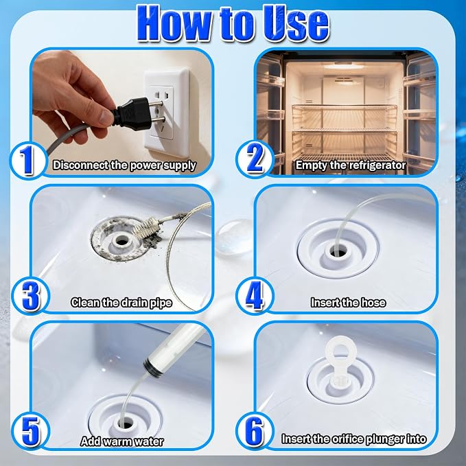 Refrigerator Drain Cleaning Tools Set, Fridge Water Line Cleaner Brush - Image 3