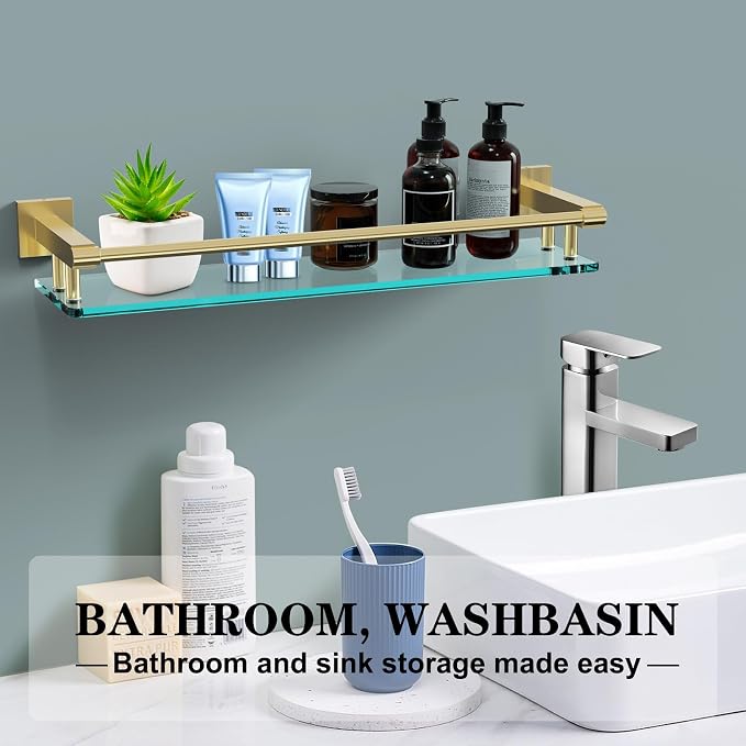 Glass Shelf for Bathroom, 20 Inch Tempered Glass - Image 3