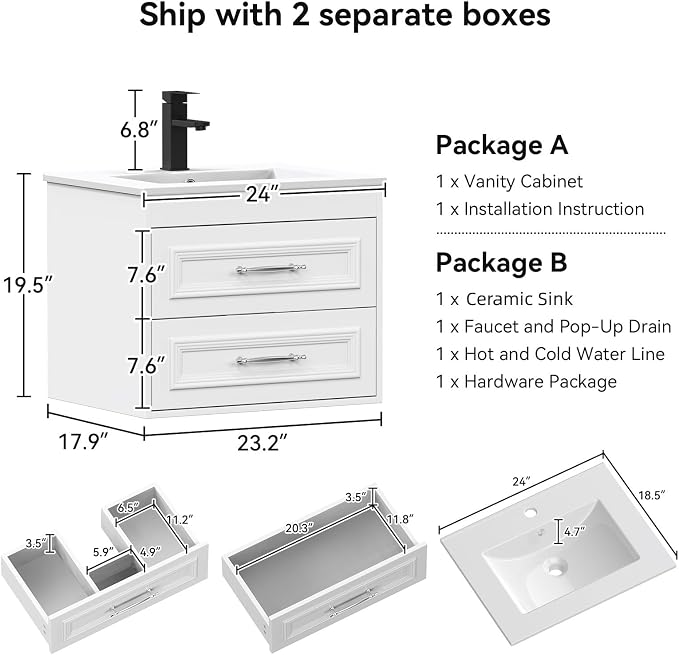 YOURLITE 24" Floating Bathroom Vanity - Image 2