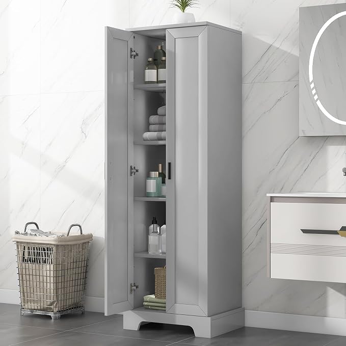 71" Tall Bathroom Storage Cabinet, Freestanding Linen Cabinet by Unknown