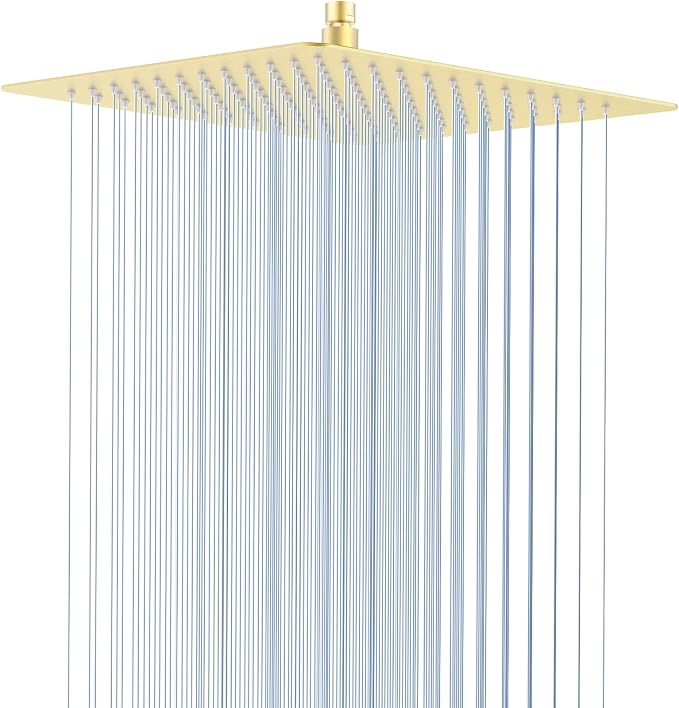 High Pressuer Square Rain Shower Head, Ultra Thin, SUS304 Stainless Steel by Borlon