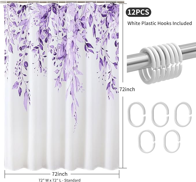 Colorful Star Purple Eucalyptus Waterproof Shower Curtain Set - Image 8