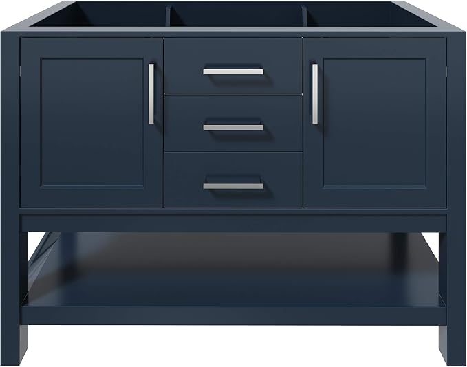 ARIEL 48" Midnight Blue Bathroom Vanity Base Cabinet, 2 Soft Closing Doors and by Ariel