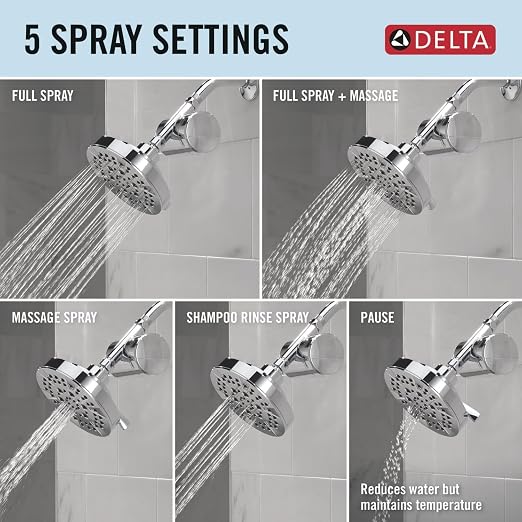 Delta Faucet 5-Setting Shower Head Chrome - Image 7
